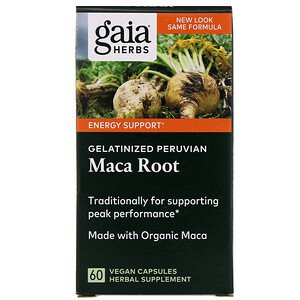 Gaia Herbs, Gelatinized Peruvian Maca Root, 60 Vegan Capsules (Vegan)