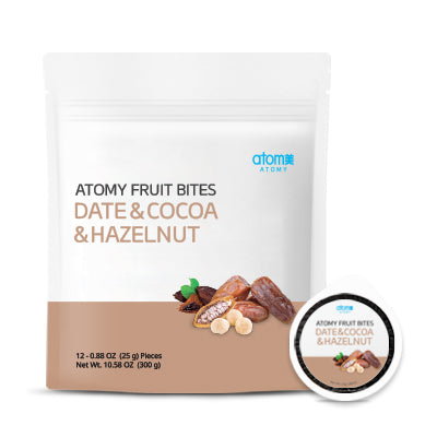 FOOD Fruit Bites (Date & Cocoa & Hazelnut) 12 - 0.88 oz. (25g) pieces Net wt. 300g