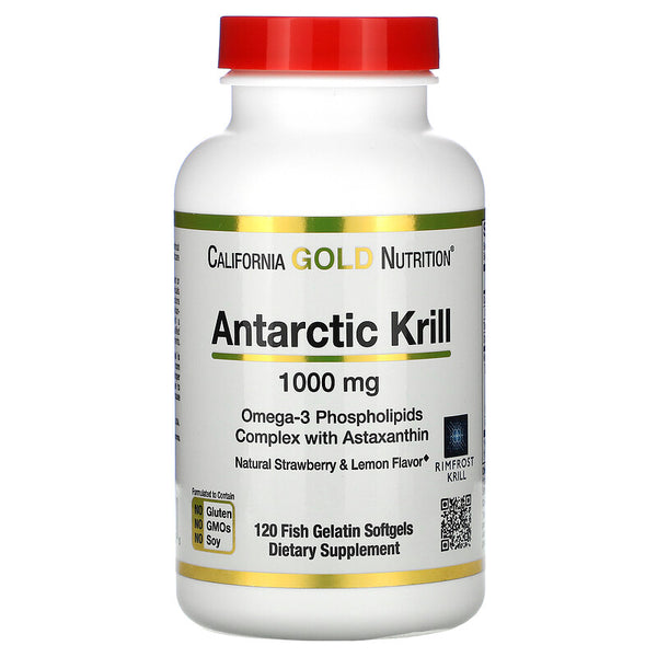 California Gold Nutrition, Antarctic Krill Oil, with Astaxanthin, RIMFROST, Natural Strawberry & Lemon Flavor, Fish Gelatin Softgels