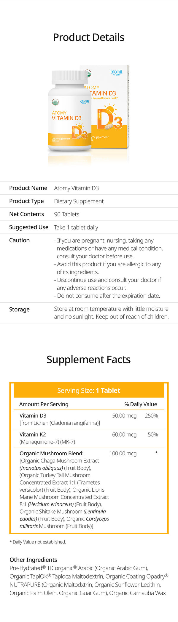 Vitamin D3(Dietary Supplements ,90 Tablets)(Vitamin D + Vitamin K2 )