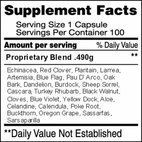 Blood Cleanser Phase I -100 Capsules - 490 mg
