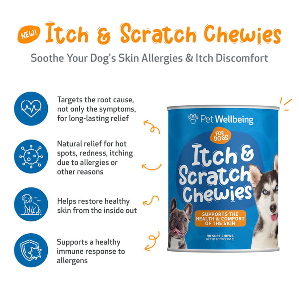 Itch & Scratch Chewies for Dogs (Soothes itching and scratching, hot spots, itchy paws, licking or chewing)