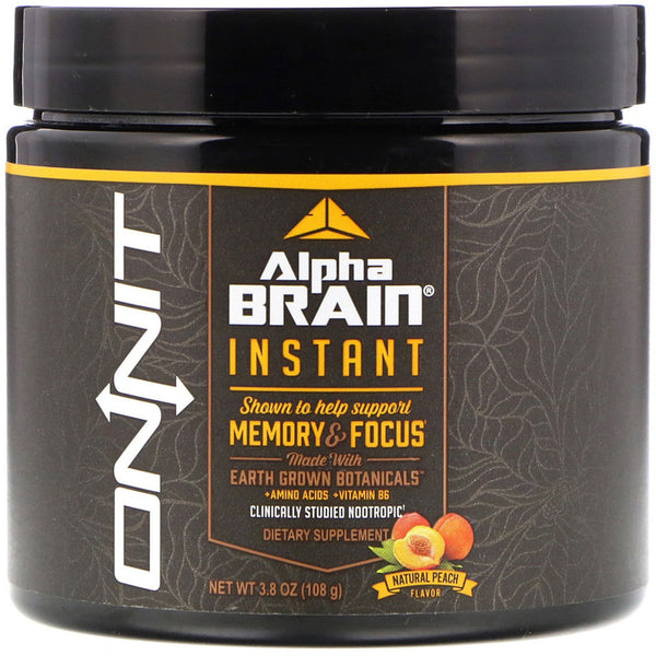 Onnit, Alpha Brain Instant, Memory & Focus, Natural Peach Flavor, 3.8 oz (108 g)(No Caffeine, No Gluten)
