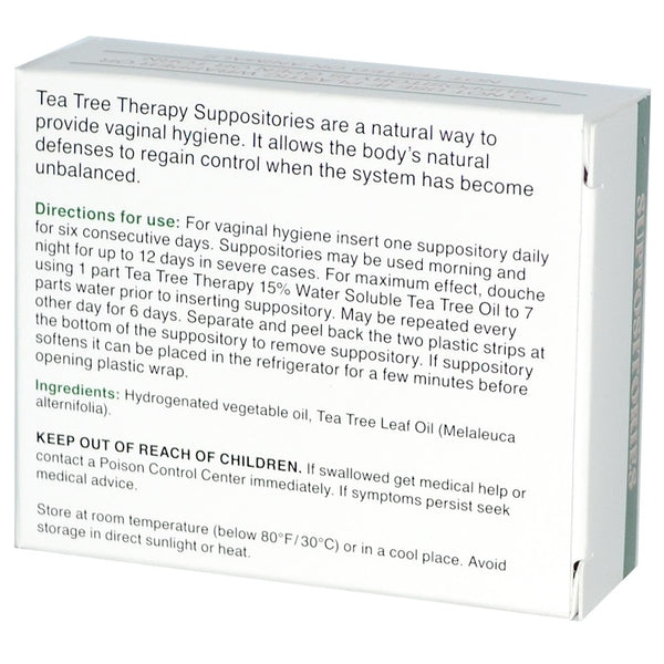 Tea Tree Therapy, Suppositories, with Tea Tree Oil, for Vaginal Hygiene, 6 Suppositories